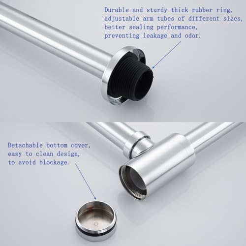 Bathroom Sink P-Trap Solid Brass 1-1/4 Bottle Trap Sink Drain Tube - Image 3