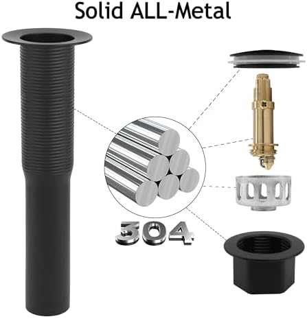 Bathroom Sink Drain, 2 Pack Matte Black Drain Stopper Without Overflow - Image 4