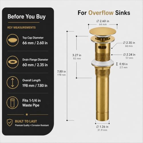 Metal Pop Up Bathroom Sink Drain - Image 6