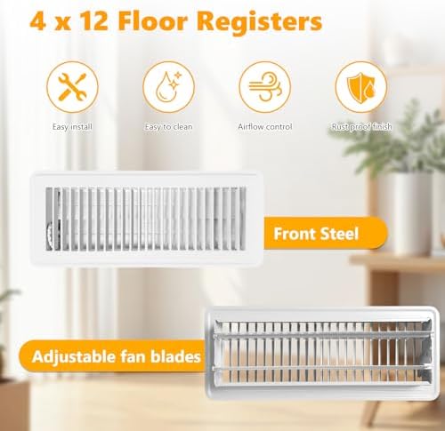 4 Pack Floor Vent Covers, Floor Register 4" x 12", Adjustable Decorative Vent - Image 3