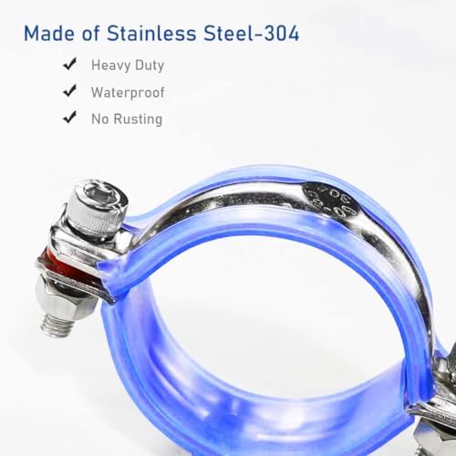 2PCS 304 Stainless Steel Wall Ceiling Mount Pipe Supports, Split Ring Hanger - Image 3