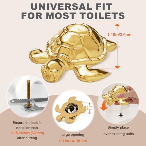 Ceramic Sea Turtle Toilet Bolt Covers, 2 Pack, Decorative Bathroom - Image 5