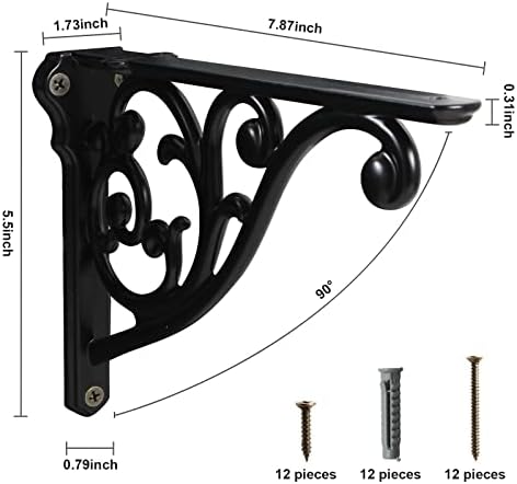 2 Pack 8 Inch Shelf Brackets, Metal Bracket - Image 2