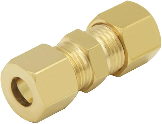 Hooshing 3PCS Brass Compression Tube Fitting 1/4" OD x 1/4" OD Connector - Image 5