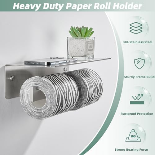 APLusee Dual Roll Toilet Paper Holder, Brushed Nickel, 304 Stainless Steel - Image 6