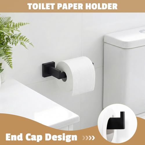 5-Pieces Matte Black Bathroom Accessories Set, 24 Inch Bath Towel Bar Set - Image 6