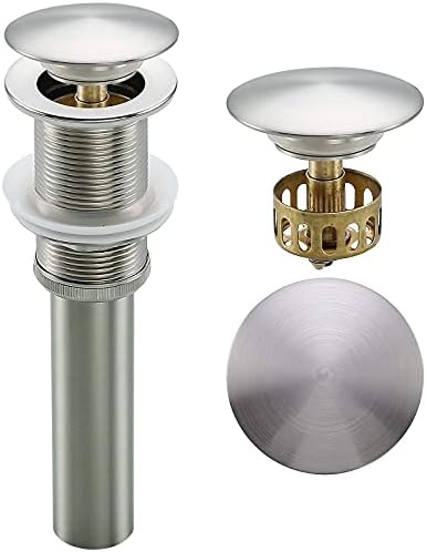 Pop Up Drain Assembly Brushed Nickel, Bathroom Sink Drain by SWHYGER