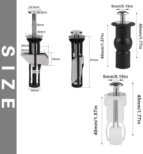 MUU Universal Toilet Seat Bolts and Screws, Quick Release Top Hinge Fixings - Image 2