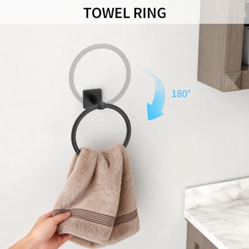 KLJKPA Black Bathroom Accessories Set, 24 inch Towel Racks - Image 4