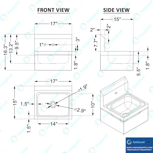 Stainless Steel Hands Free Wall Mounted Hand Sink 17 in. x 15 in. - Image 4