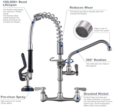 Brushed Nickel 21" Height Commercial Kitchen Faucet - Image 7
