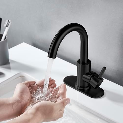 Matte Black Bathroom Sink Faucet Single Hole, Modern Single Handle Bathroom - Image 6