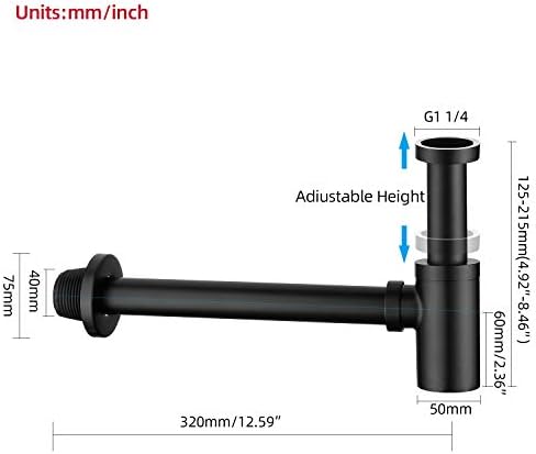 Bottle P Trap 1-1/4 Bathroom Brass Sink Drain Stopper, Lavatory Adjustable - Image 4