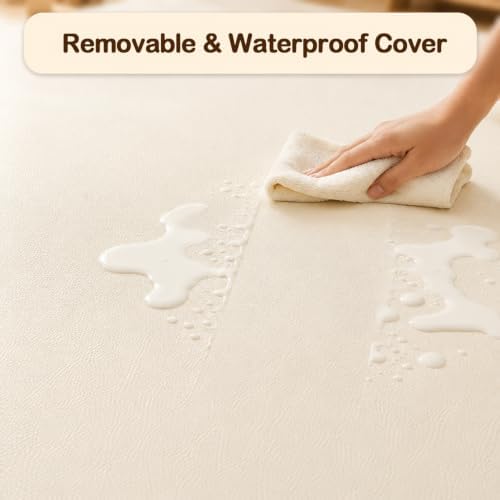 Vegan Leather Baby Play Mat, 71x59 Thick Cushioned Waterproof Playpen Mat - Image 4