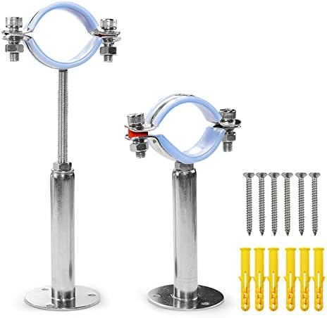 AKIHISA 2 Pcs 304 Stainless Steel Pipe Supports, Wall Mount Ceiling Mount Pipe by AKIHISA