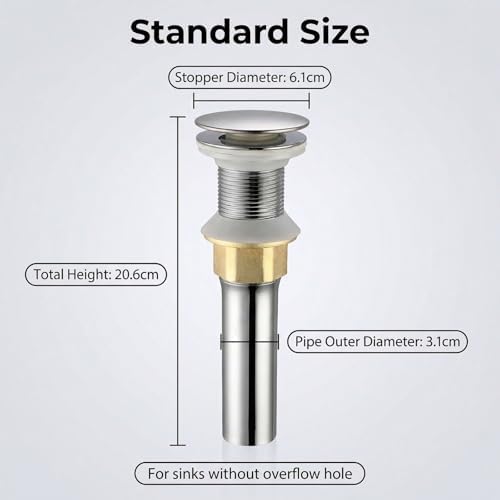 Bathroom Sink Drain, Drain Stopper Bathroom Sink Without Overflow, Assembly - Image 3