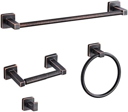 Bathroom Hardware Set 4 Pieces, Oil Rubbed Bronze Towel Bar Set Stainless Steel by bluebyrne