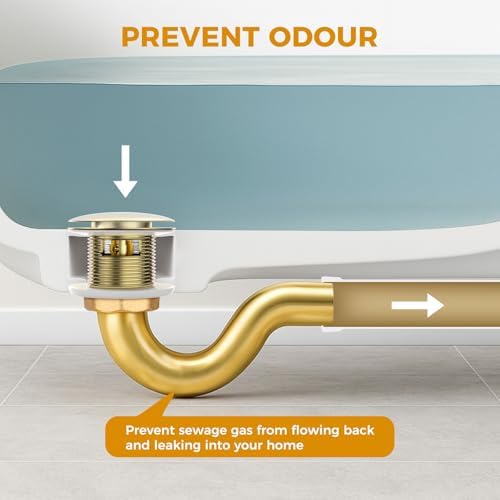 BOTEMY Brass P-Trap 1-1/2 Inch for Freestanding Bathtub, Solid Brass Drain Kit - Image 5