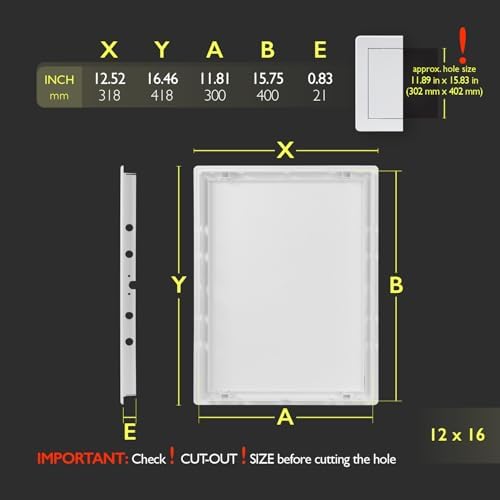 12x16 Access Panel for Drywall and Ceiling – White ABS Plastic Door Panel - Image 2