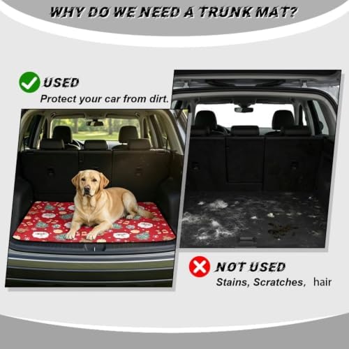 Red Holiday Pattern Trunk Mat Universal Waterproof Cargo Liner - Image 4