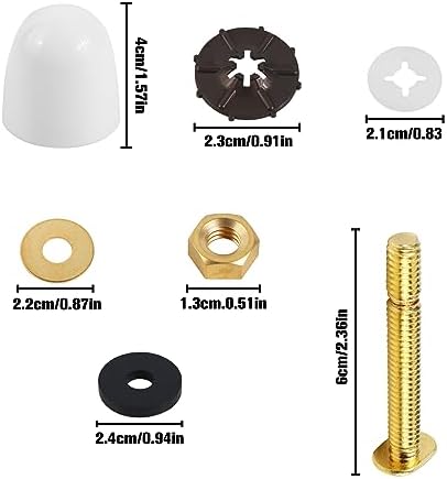 Toilet Bolts and Caps Set, Universal Solid Brass Toilet Bolts - Image 2