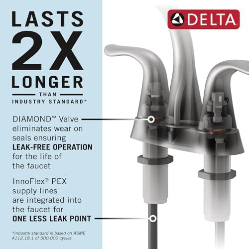 Delta Trinsic High Arc Centerset Bathroom Faucet, Polished Nickel 3-Hole - Image 3