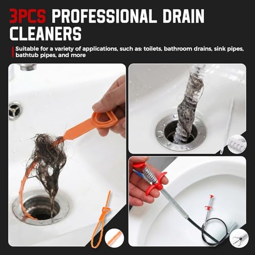 KELIN 6 in 1 Drain Auger Kit, Dual-Mode 33FT Plumbing Snake - Image 5