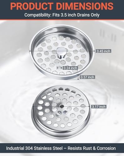 3-1/2" Garbage Disposal Strainer, Commercial Sink Basket - Image 2