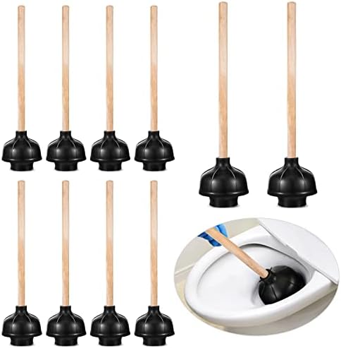 Tanlade 10 Pcs Heavy Duty Wood Handle Toilet Plungers Bulk by Tanlade