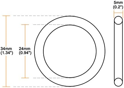 uxcell Nitrile Rubber O-Rings 34mm OD 24mm ID 5mm Width, Metric Sealing Gasket - Image 3
