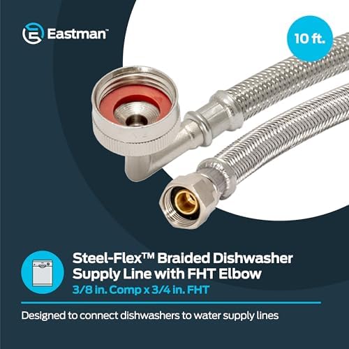 Eastman 10 foot Dishwasher Supply Line, 3/8 Inch Compression x 3/4 Inch FHT - Image 2