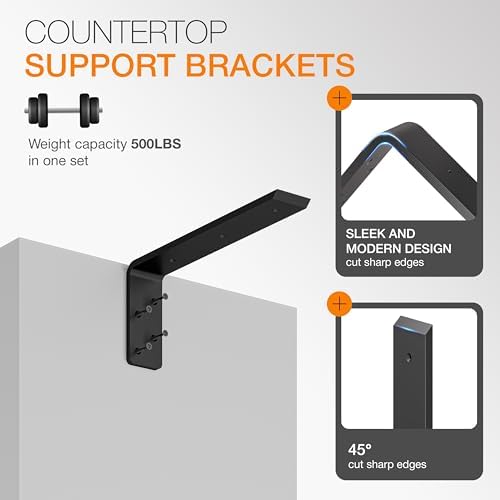 BATODA 14” Countertop Support Steel Brackets, Heavy Duty L Bracket - Image 3