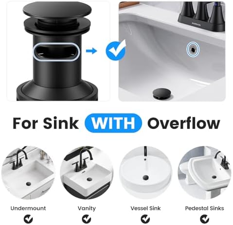Bathroom Sink Drain with Overflow with Hair Catcher Anti-Clog Sink Strainer - Image 2