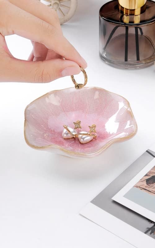 JAMEND CLXP Lotus Leaf Shape Decorative Ring Tray, Small Key Bowl, Ceramic - Image 3