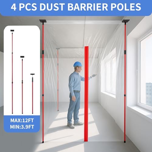 10FT Dust Barrier Pole Kit 4 Pack - Image 4