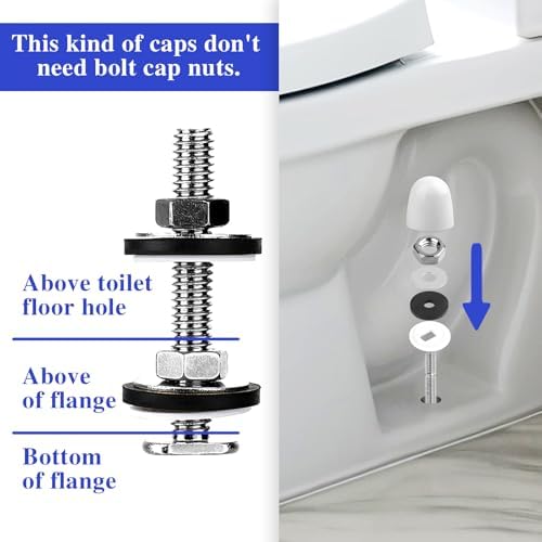 Toilet Floor Bolts and Caps Set, Universal Toilet Flange Repair Kit Stainless - Image 4