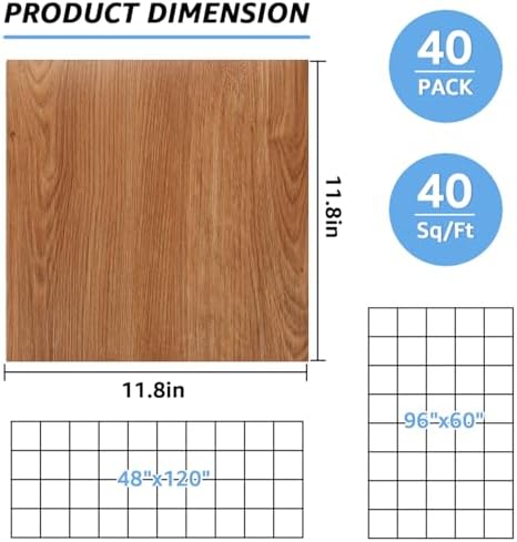 AKOLAFE 40 Sheet Vinyl Flooring 12x12 Inch Peel and Stick Floor Tile Waterproof - Image 2