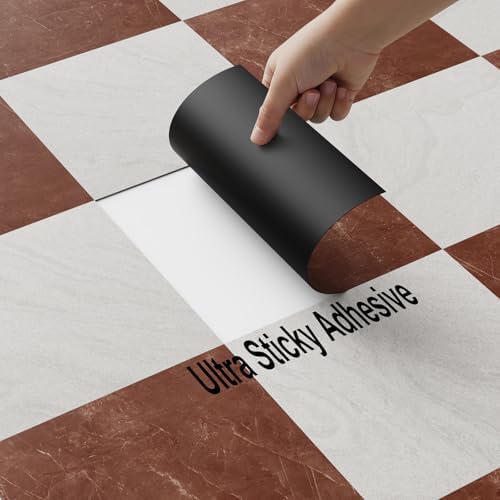 Peel and Stick Floor Tiles, 30 Sq.Ft, Light Red Marble - Image 6