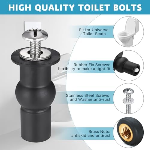 Supkiir 4Pcs Toilet Seat Bolts and Screws, Quick Release Top Hinge Fixings - Image 5