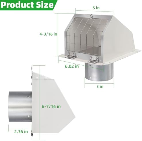 3 Inch Dryer Vent Cover Outside, Metal Exterior Vent Cover - Image 2