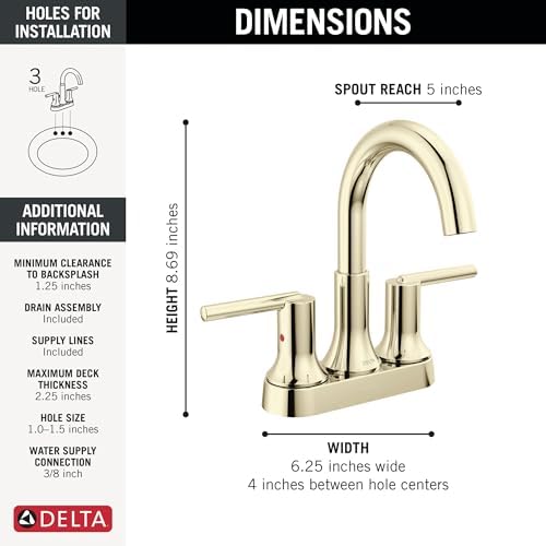 Delta Trinsic High Arc Centerset Bathroom Faucet, Polished Nickel 3-Hole - Image 4