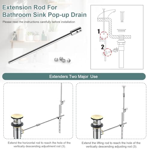 Extension Rod Converter for Bathroom Pop Up Drain Rod, 6.64 Inch Extenders - Image 2