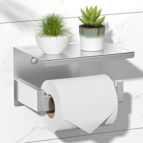 HITSLAM Toilet Roll Holder Brushed Nickel, Adhesive Wall Mount, No Rotate by HITSLAM