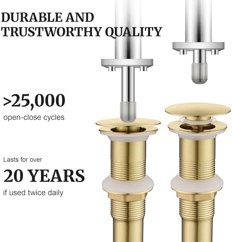 Ultimate Unicorn Pop up Sink Drain, Without Overflow Hole, Brushed Gold - Image 5