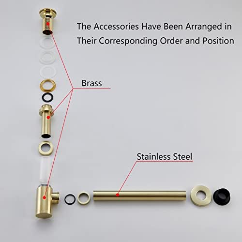 Brass P Trap with Bathroom Sink Stopper : 1-1/4 Sink Drain Round Bottle Trap - Image 4