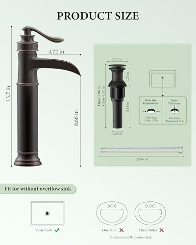 Waterfall Vessel Sink Faucet Brass Single Handle 1 Hole - Image 6