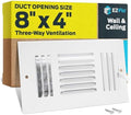 EZ-FLO 8 x 4 Inch Three-Way Ventilation Steel Sidewall/Ceiling Register by EZ-FLO