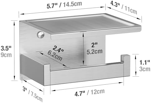 HITSLAM Toilet Roll Holder Brushed Nickel, Adhesive Wall Mount, No Rotate - Image 3