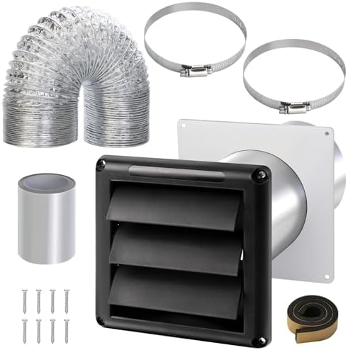 4"Dryer Vent Kit Through Wall w/Hose/Duct Connector/Wall Plate, 9ps Vent Kit by JIANBENKJ