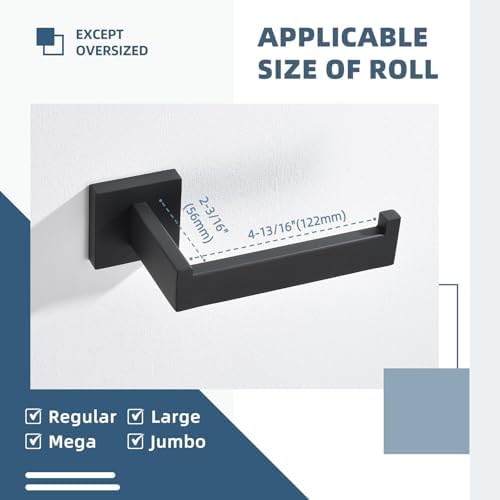 Angle Simple Toilet Paper Holder Wall Mount, Tissue Roll Holder Matte Black - Image 6